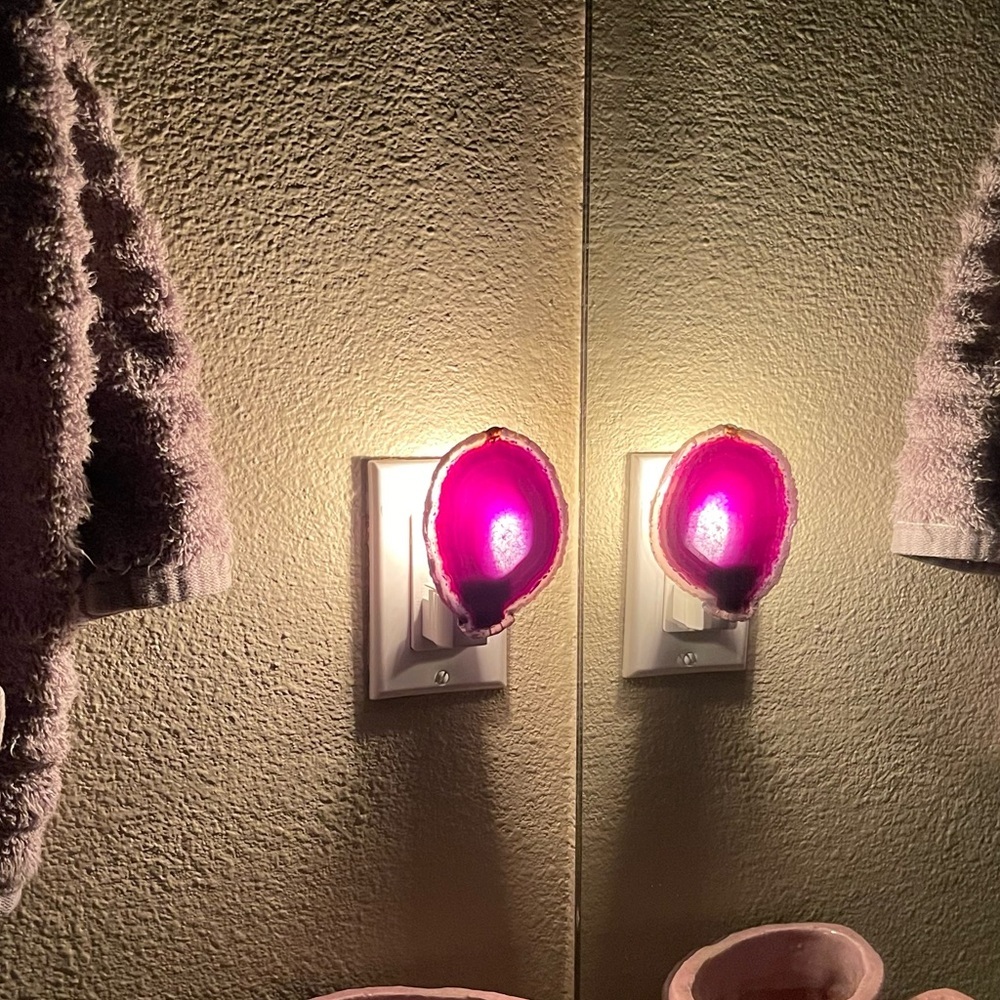 Nightlights! Set of 2 Purple Agate Stone nightlights.